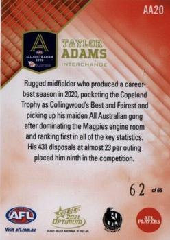 2021 Select Optimum - 2020 All Australian #AA20 Taylor Adams Back